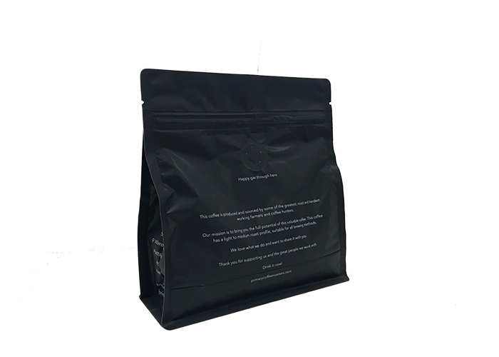 custom Black Coffee Packaging Matte Black Flat Bottom Coffee Bags online