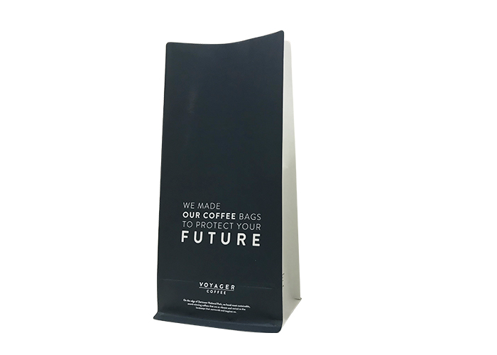 Black Coffee Packaging Matte Black Flat Bottom Coffee Bags