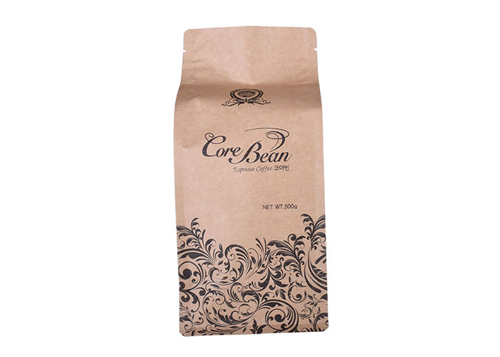 Biodegradable Coffee Bags Flat Bottom Kraft Coffee Bags with Valve