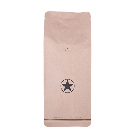 Custom Logo 12 Oz Kraft Paper Block Bottom Coffee Bags Wholesale Gravure Printing