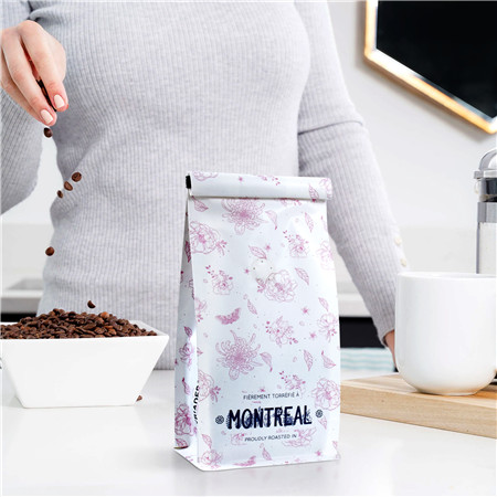 custom High-end Quality Block Bottom White Kraft Ziplock Coffee Bags online