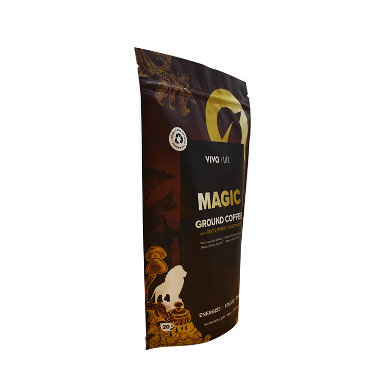 custom Round Bottom branded black coffee pouch bag online