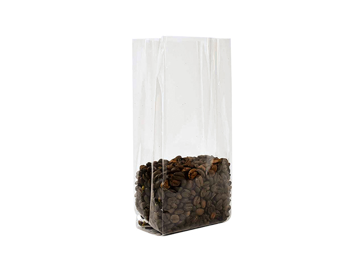 custom China Manufacturer Clear Flat Bottom Gusset Cellophane Coffee Bags online