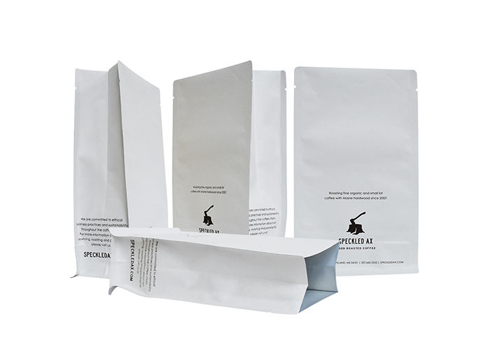 custom Personalized Printed Sealed White Coffee Packaging Bags with Flat Bottom online