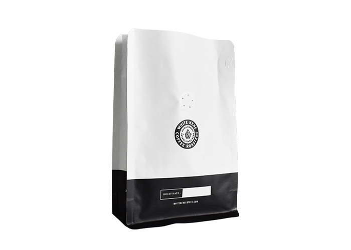 Personalized Printed Sealed White Coffee Packaging Bags with Flat Bottom