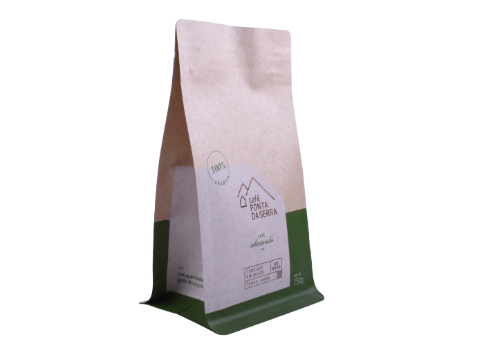 custom FDA Safe Heat Seal Zip Kraft 250g Compostable Coffee Bag with Degassing Valve online