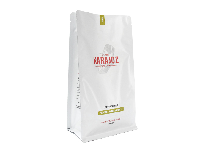 custom Resealable 340g Matte White Flat Bottom Compostable Coffee Pouches with Valve and Zipper online