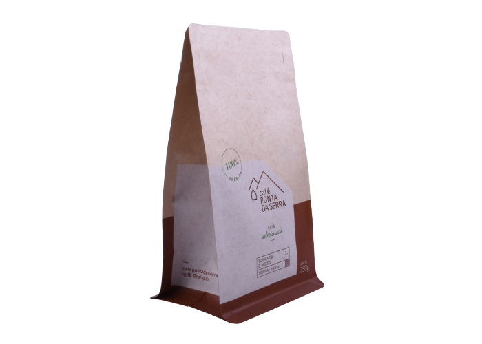 Less Waste Food Safe Block Bottom Valved Cornstarch Biodegradable Coffee Packaging