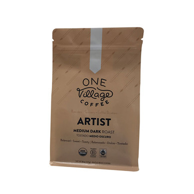 custom Biodegradable Flat Bottom Kraft Paper Bag For Coffee With Aroma Valve online