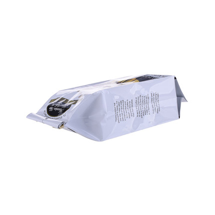 Customized Brown Craft Paper  Flat Bottom Coffee Bags With Valve And Zipper