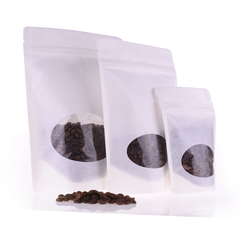 Stand up Biodegradable Clear PLA Coffee Bags with Zipper