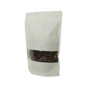 Wholesale Matte White Kraft Coffee Bags With Clear Front And Back Window