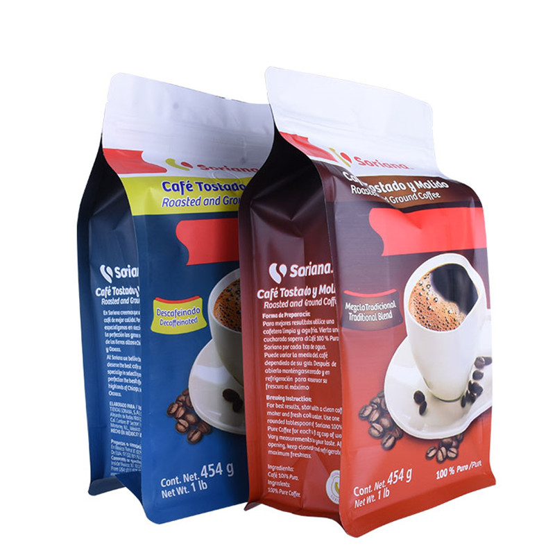 Low Carbon Footprint 500g Kraft Paper Recyclable Coffee Pouches with Valve