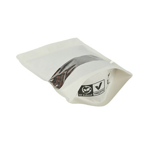 Wholesale Matte White Kraft Coffee Bags With Clear Front And Back Window