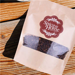 Kraft paper coffee bags with window