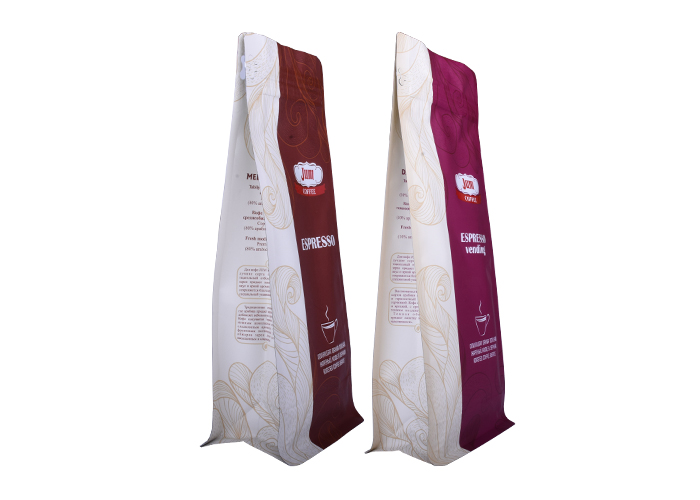 Food Grade Laminated Gusseted Bottom Coffee Pouches Bags with One-way Valve