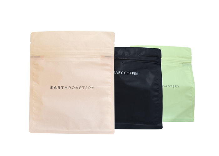 Custom Printed Kraft Paper Matte Black Bio Degradable Coffee Bags with Valve