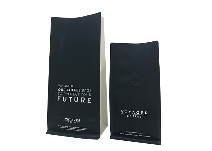 custom Custom Printed Kraft Paper Matte Black Bio Degradable Coffee Bags with Valve online