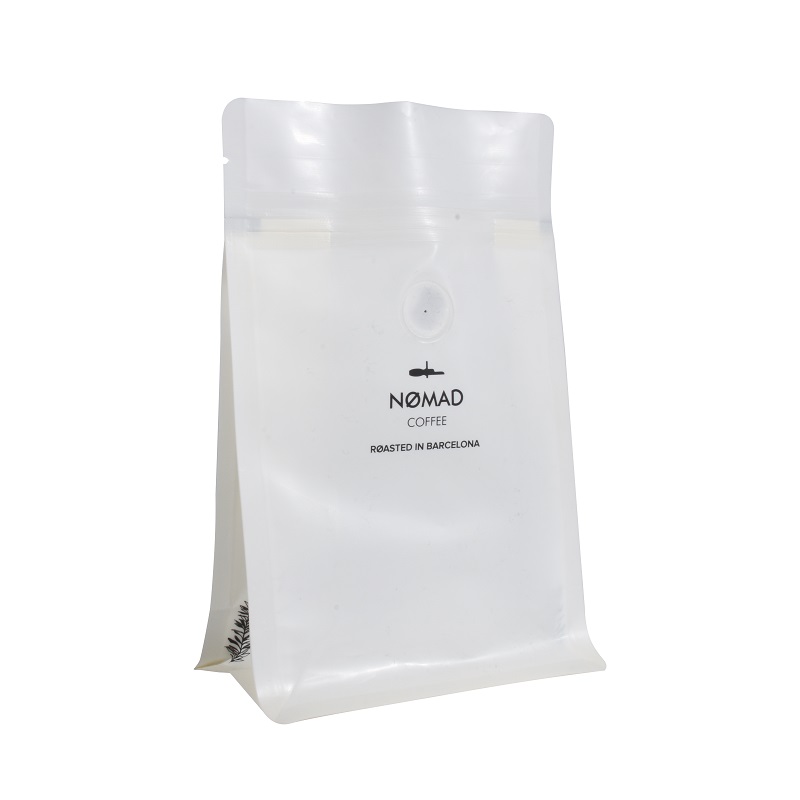 custom Eco-Friendly Degassing Valve Matte White Kraft Home Compostable Coffee Pouches online