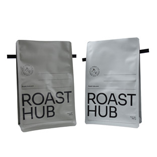 Bamboo Fiber Glossy Plastic Zipper Coffee Bags With Hang Tags