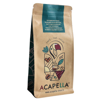 custom Kraft Compostable Gusseted Bottom Coffee Bags With Resealable Closure online