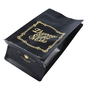 Retail Block Bottom Coffee Bags With Zipper Closure