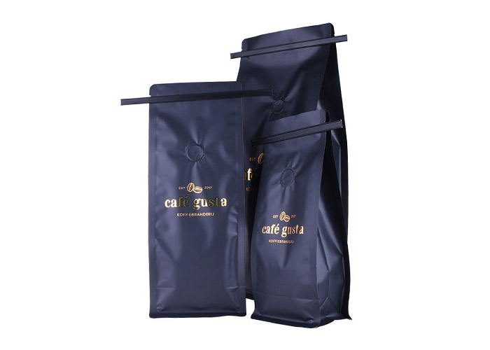 Customized Flat Bottom Recyclable Foil Heat Seal Coffee Bags with Valve