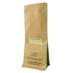 Recyclable 4 Sides Kraft Oem Flat Bottom Coffee Paper Bags With Food Zipper