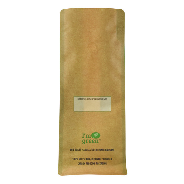 8 Sides Sealed Side Gusset Custom Block Bottom Compostable Coffee Pouch With Valve